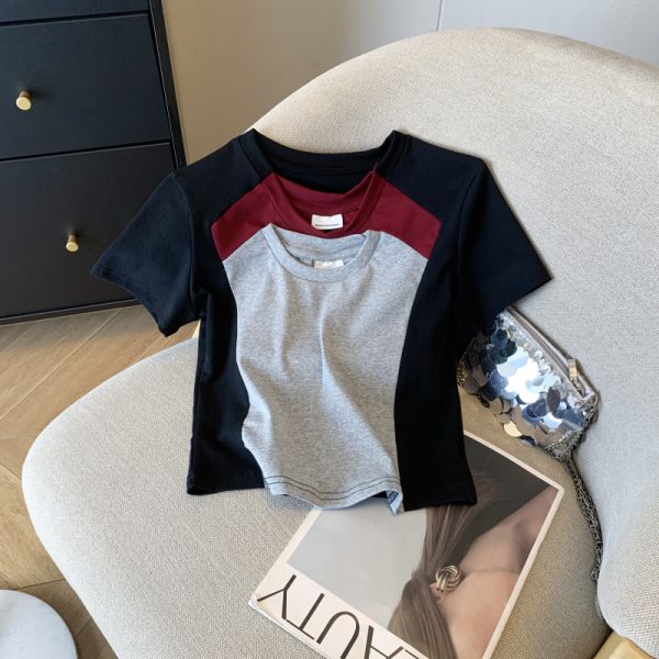 Slim mixed colors T-shirt European style tops